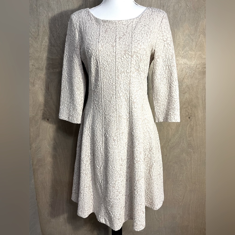 Just Taylor Fit & Flare Dress Cream A-Line Floral Jacquard size 6